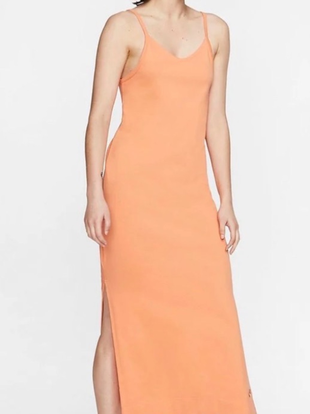 Nike Peach Slim-Fit Sleeveless Maxi Slip Dress